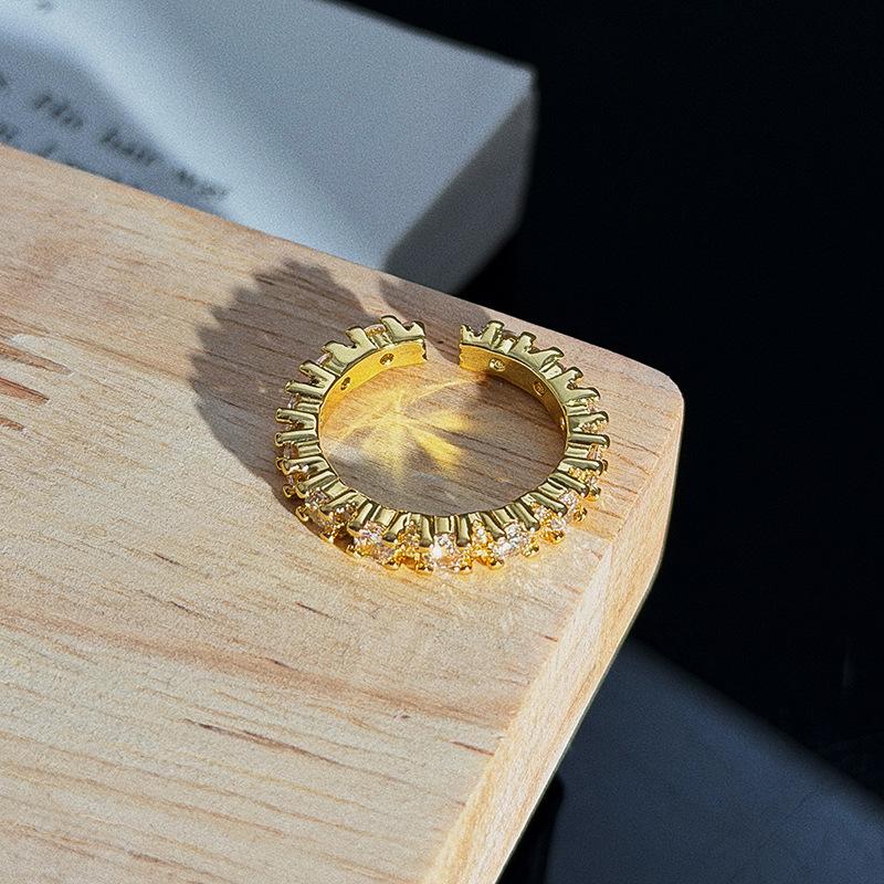 Light Luxury Exquisite Row Diamonds Full Of Diamonds Zircon Lace Open Ring Niche Design High Sense Exquisite Fashion Ring Women