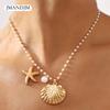 N12010 New Ocean Series Pearl Necklace, Light Luxury French High-end Starfish Shell Collarbone Chain