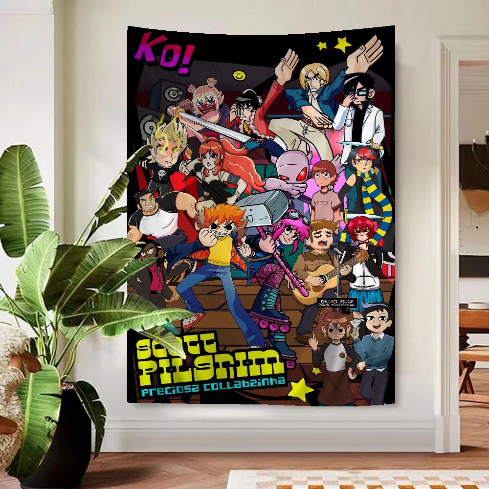 Anime Scott Pilgrim Wall Tapestry Design Perfect for Adding Personal Flair to Living Rooms Dorms Home Spaces Wall Art Decor
