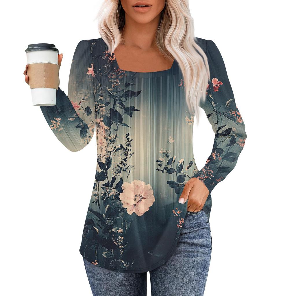 Рубашки с длинным рукавом для женщин, топы, нарядные повседневные блузки, плиссированные туники с квадратным вырезом