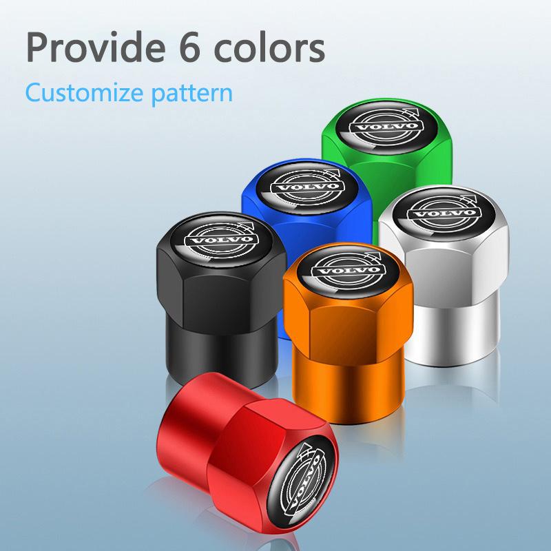 4PC Metal Car Tire Valve Cover Wheel Stem Air Cap Case For Volvo XC60 V50 V40 XC90 S60 S40 S80l V90 V60 EX90 S90 XC40 C40 S70 T6