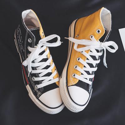 2025 Женские Милые Двухцветные Туфли Женские Черные Холщовые Высокие Спортивные Кроссовки Девочки Повседневные Плоские Эспадрильи для Женщин