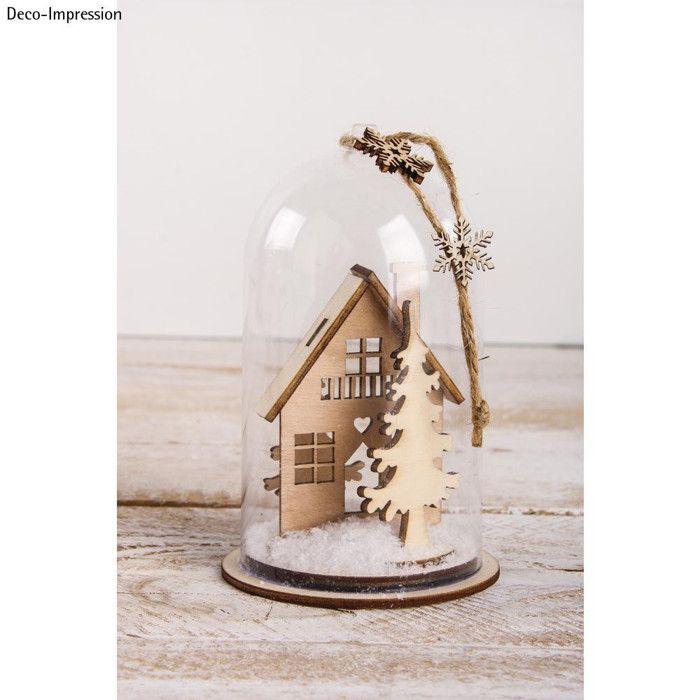 Cloche en plastique avec socle, 6cm 9cm, av. Cordon de jute