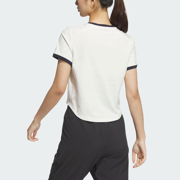 adidas Маленькая футболка с логотипом, женские топы, белая JI6880