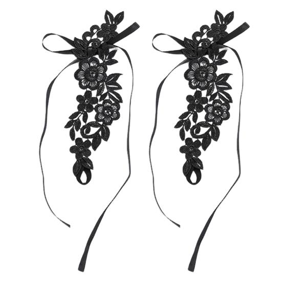 1 Pair Foot Cover with Toe Ring Hollow Out Lace Flower Applique Temptation Solid Color Close-fitting Honeymoon Wedding Night Foot Cover Foot