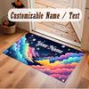 Mountain Landscape Theme Crystal Velvet Floor Rug Personalized Custom Name Text Warm Carpet Home Decoration