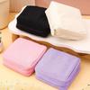 Women Portable Mini Corduroy Sanitary Napkins Storage Bag Travel Solid Color Cosmetic Toiletry Pouch with Zipper