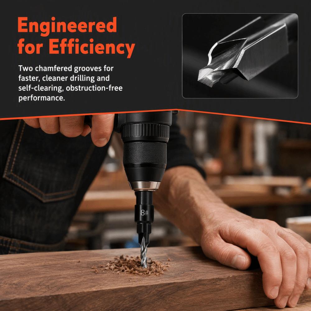 11pcs Depth Adjustable Counterbore Drill Bit Set Quick Change Chamfer Drill Bit Set Carpentry