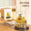 Insect Plant Potted Model Building Blocks Set Bee Butterfly Flower Bonsai Bricks With Dust Cover Diy Toys For Kids Holiday Gifts