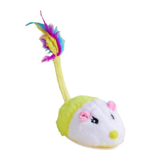 Электрическая мышь, игрушка для кошек, USB-перезаряжаемая интерактивная игрушка для котят с перьевым хвостом, автоматическая движущаяся плюшевая игрушка