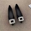New Women's Buckle Rhinestone Shoes Design Sense Pointed Flat Bottom Fashion Celebrity Niche Single Shoes