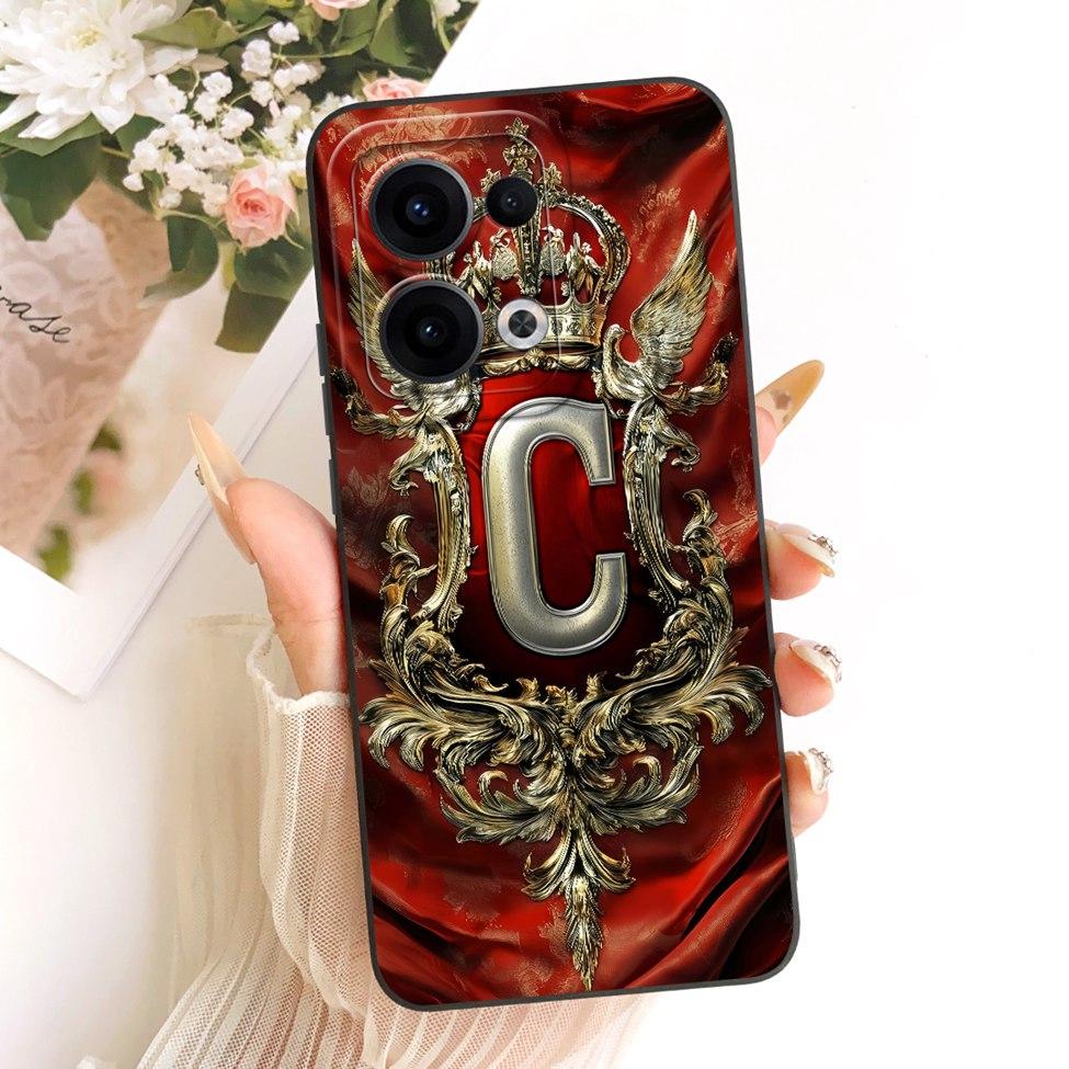 Чехол для Oppo Reno13 CPH2689 PKM110 Чехол для Oppo Reno 13 Роскошный Модный Силиконовый Чехол с 2D Рисунком Буквы А-Я Корона