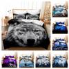 3D Wolf Pattern Household Bedding Single Bed Double Bed Full Size Wolf Print Pillowcase and Quilt Cover 2/3 Sets of Adult and Child Bedroom Bedding