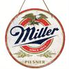 Rustic Wooden "Miller Since 1855" Beer Tin Sign, 8x8 Inches, Vintage Metal Wall Art Decor for Home, Restaurant, Bar, Cafe, Garage Decor
