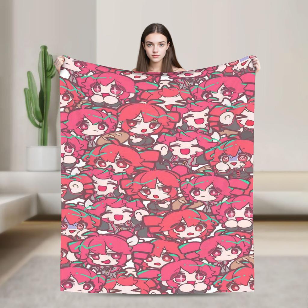 Anime Kasane Teto Flannel printed blanket suitable for all seasons suitable for living room office sofa and travel 180x250CM