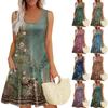 Summer Dresses For Women Beach Boho Sleeveless Printing Flowy Pocket Tshirt Tank Sundresses