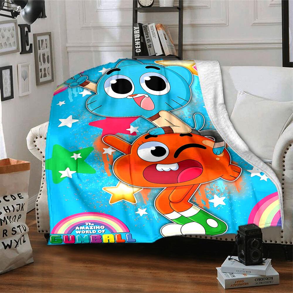 1pc Gumball World Cozy Print Blanket Lightweight Warm Flannel Throw Blanket For Sofa, Bed, Living Room