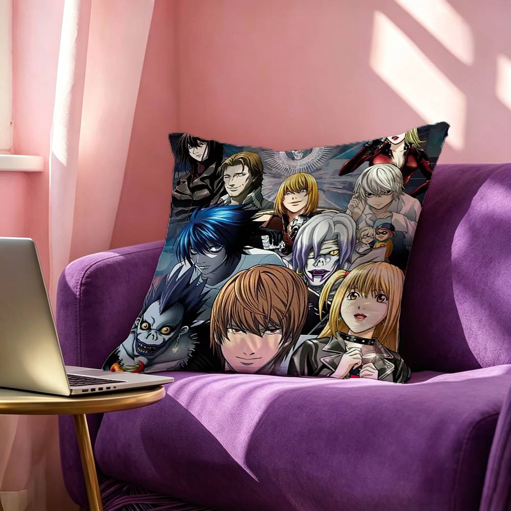Japanese Anime Death Note Enamel Square DoubleSided printed Pillow Case Bedroom Bedside Pillow Sofa Cushion Cover