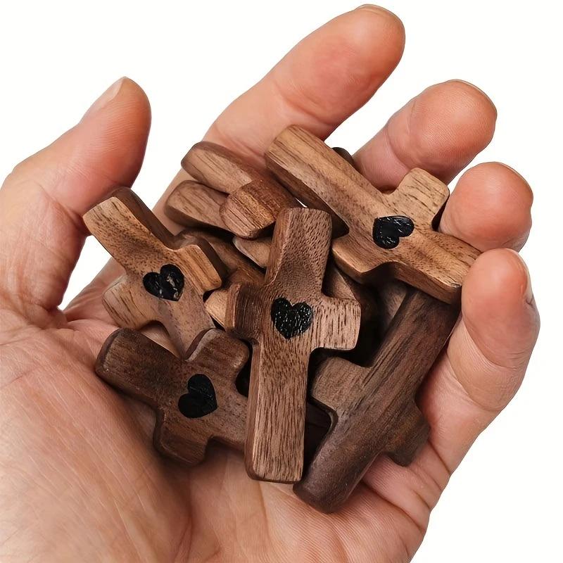 Encouragement Gift, Relieve Anxiety Comfort for Clutching, Clinging and Praying, Wooden Cross Fidget, Pocket Olive Wood Crosses