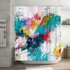 Colorful Artistic Shower Curtain Blue, Yellow, Pink Red Splash Design for Bathroom Decor Water-Resistant Fabric Available in Mul