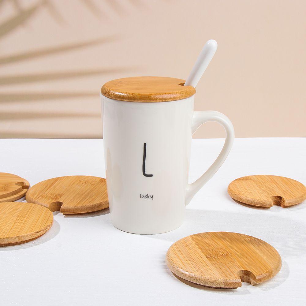 Wood Wide Mouth Can Mason Jar Cap Mug Cover Wooden Lids Lid With Spoon Hole Seasoning Bottle Caps