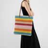 Women Fashion Striped Summer Beach Straw Knitting Shoulder Bag Handwoven Handbags Portable Large Capacity Casual Tote CLE