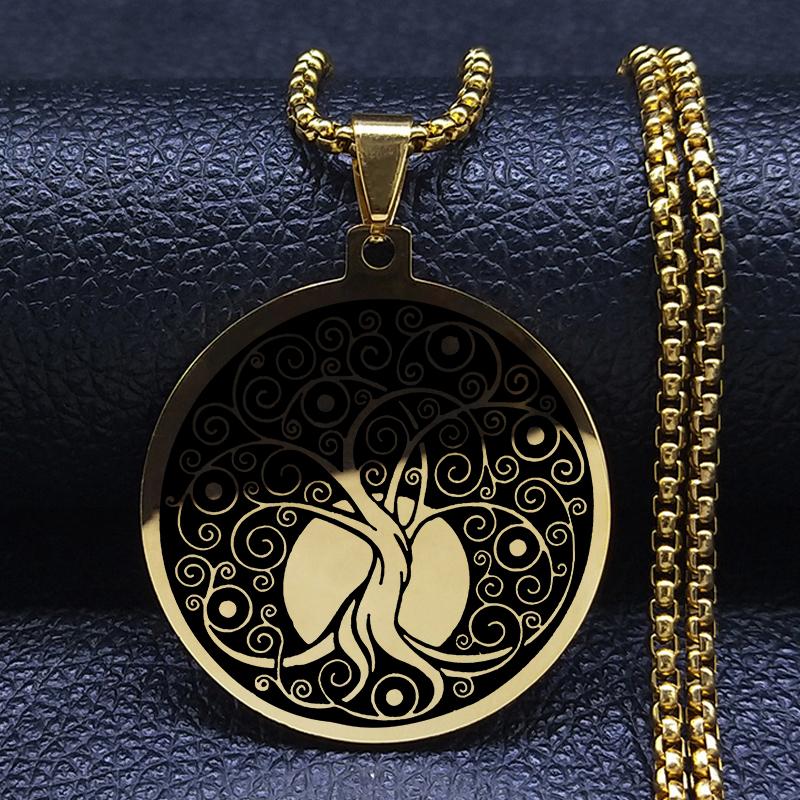 Иггдрасиль Древо жизни ожерелье из нержавеющей стали кулон компас викингов кельтское скандинавское генеалогическое древо ювелирные изделия с рунами