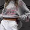 Women's Fashion Personality Loose Jumper Casual Loose Slouchy Sense of Colour Blocking Hole Long-sleeved Tops