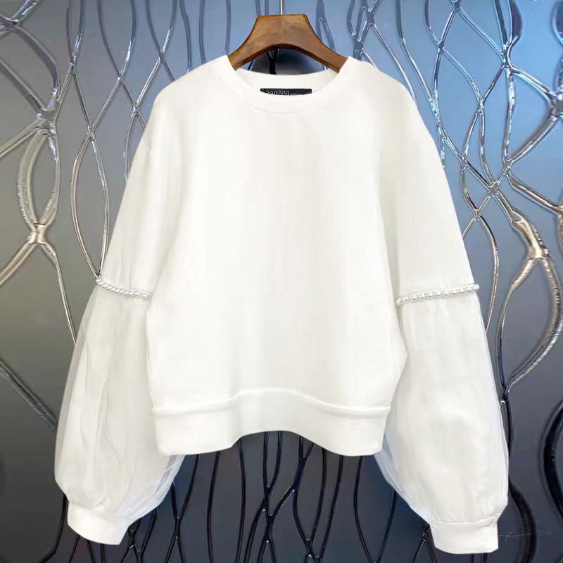 ZANZEA Женская мода круглый вырез длинный рукав жемчужный пэчворк пуловер толстовки