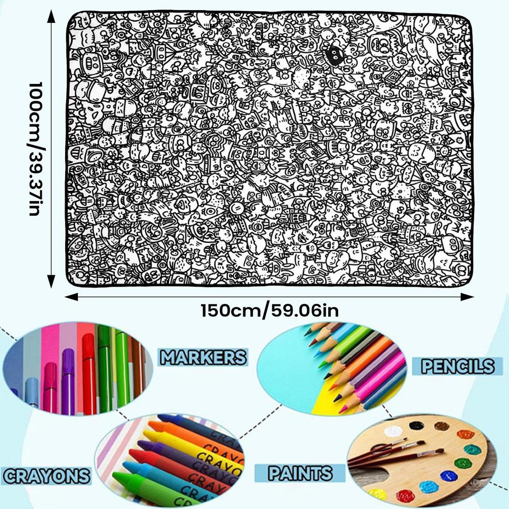 100x150 см DIY одеяло для раскрашивания, раскрась свое одеяло, мягкий уютный флис, коврик для рисования, моющийся, многоразовый, уютный домашний декор, одеяло