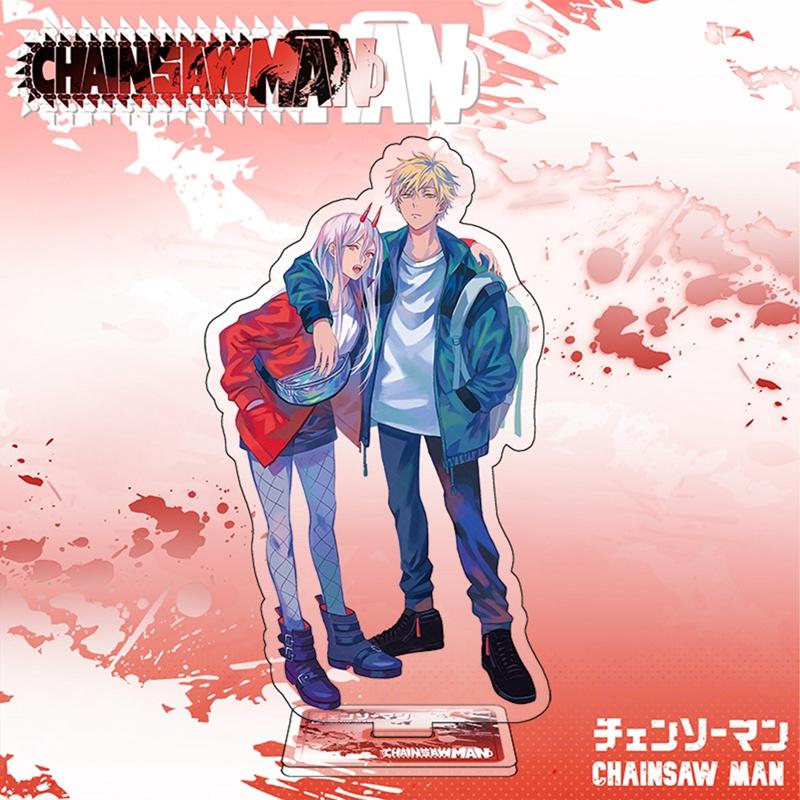 15cm Anime Chainsaw Man Action Figure Stand Model Denji Pochita Makima Power Beam Angel Acrylic Standing Sign Toy Fans