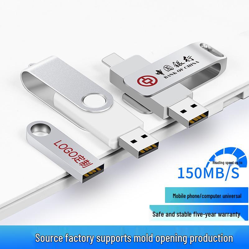 High-Speed Mini 128GB USB Flash Drive - Waterproof Metal Engraved U Disk Compatible with Mobile Phone