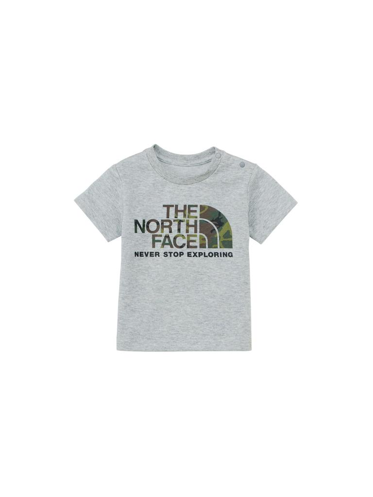 The North Face Short Sleeve Camo Logo Unisex UV Organic Mix Size 80 Tee, Baby, Protection, Cotton, Gray,