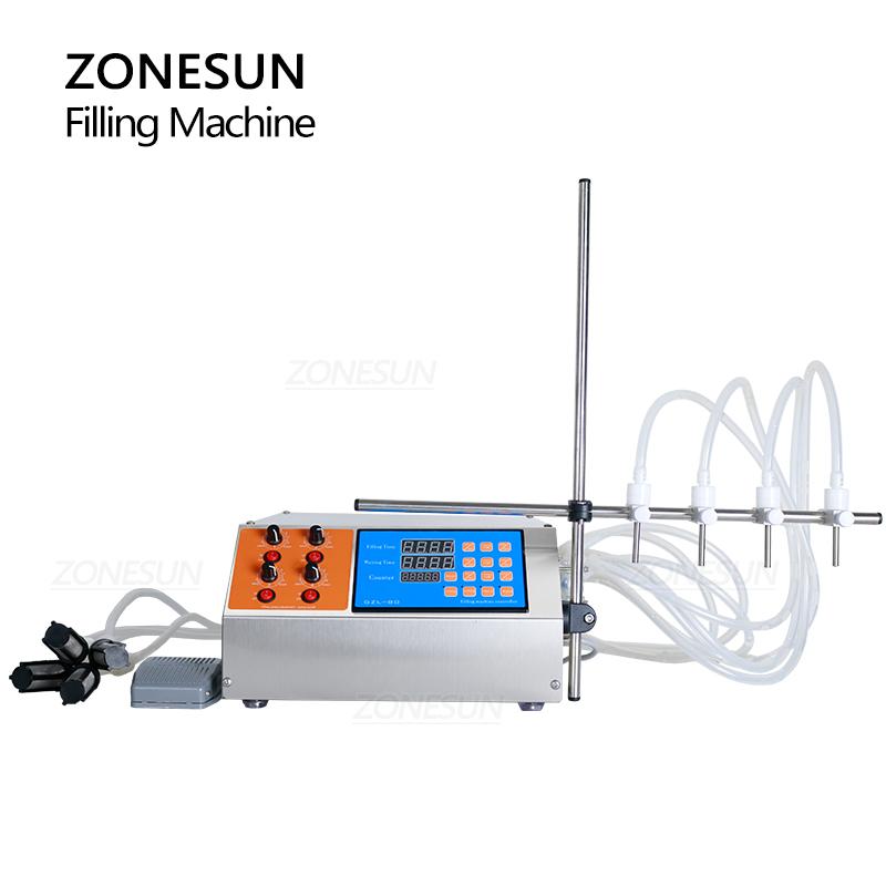 ZONESUN ZS-YTPP4T Полуавтоматическая машина для розлива жидкого молока, капель для глаз, пероральных растворов в бутылки с четырьмя насадками, перистальтическим насосом