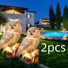 Набор из 2 штук, смола сова на солнечной батарее, газонный светильник, смола попугай, декоративный светильник для сада, подходит для сада, цветника, двора, газона