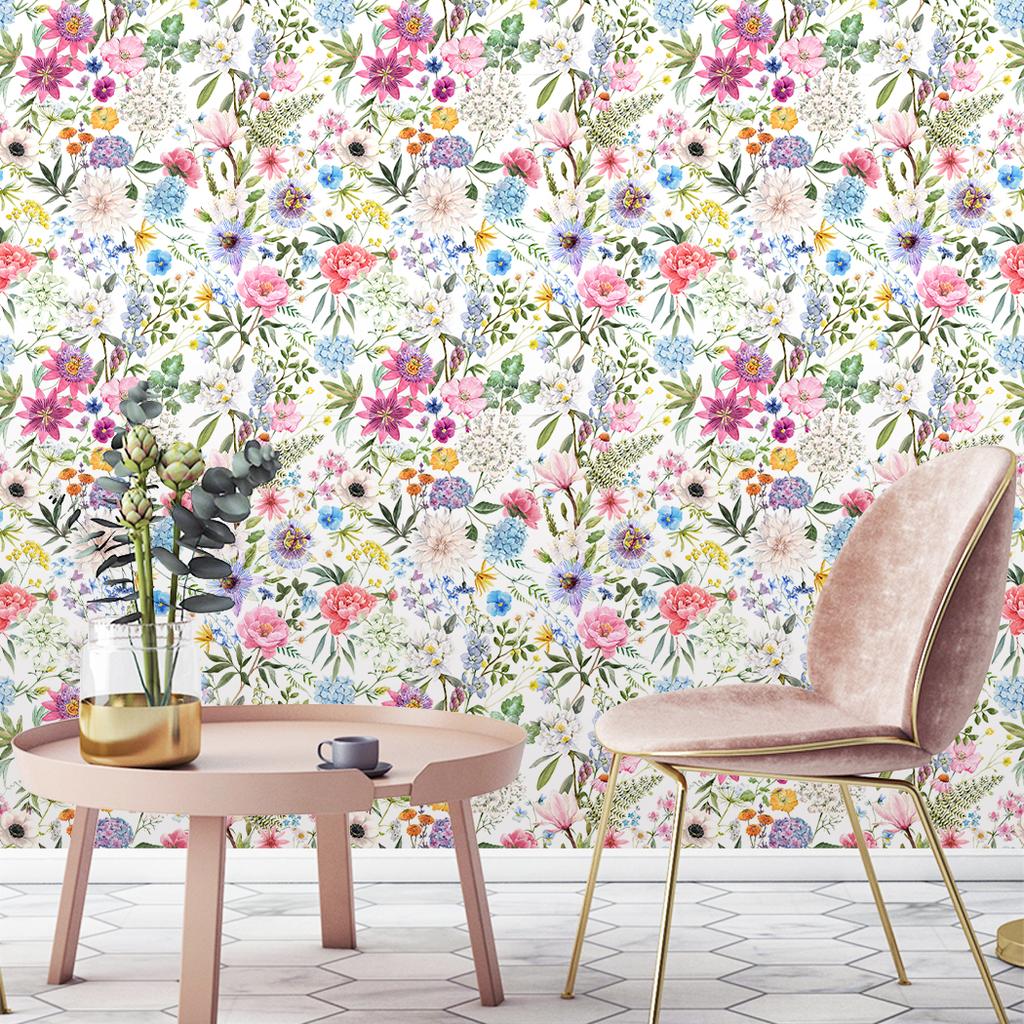 Многоцветные цветочные обои самоклеящиеся акварельные цветы съемный декор для стен камелии пионы букет домашний декор