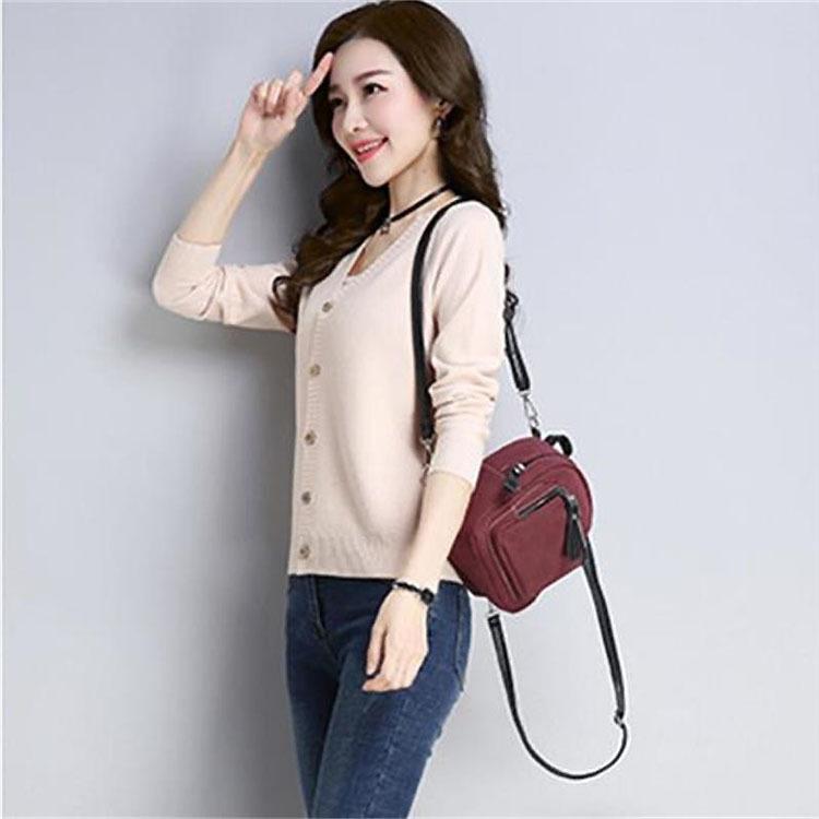 Spring and Autumn Women's Knitwear Solid Color V-neck Knit Single-breasted Cardigan Sweater