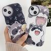 Transparent Wave Edge Painted Silicone Case for Xiaomi Redmi Note 10 11 12 iPhone 15 14 13 Samsung A14 A24 A34 A54 Funda Cute Cartoon Cat Duck Cover