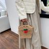 Summer New Women's Hand Bag Shoulder Bag Environmental Protection Material Advanced Woven Fashion Cherry Bow Decoration