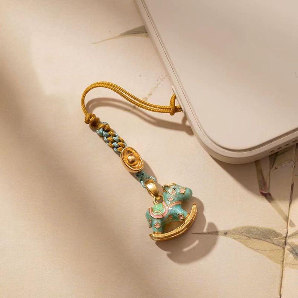 Chinese Style Zodiac Hors Phone Lanyard Anti Loss Mobile Phone Case Keychain Bag Pendant
