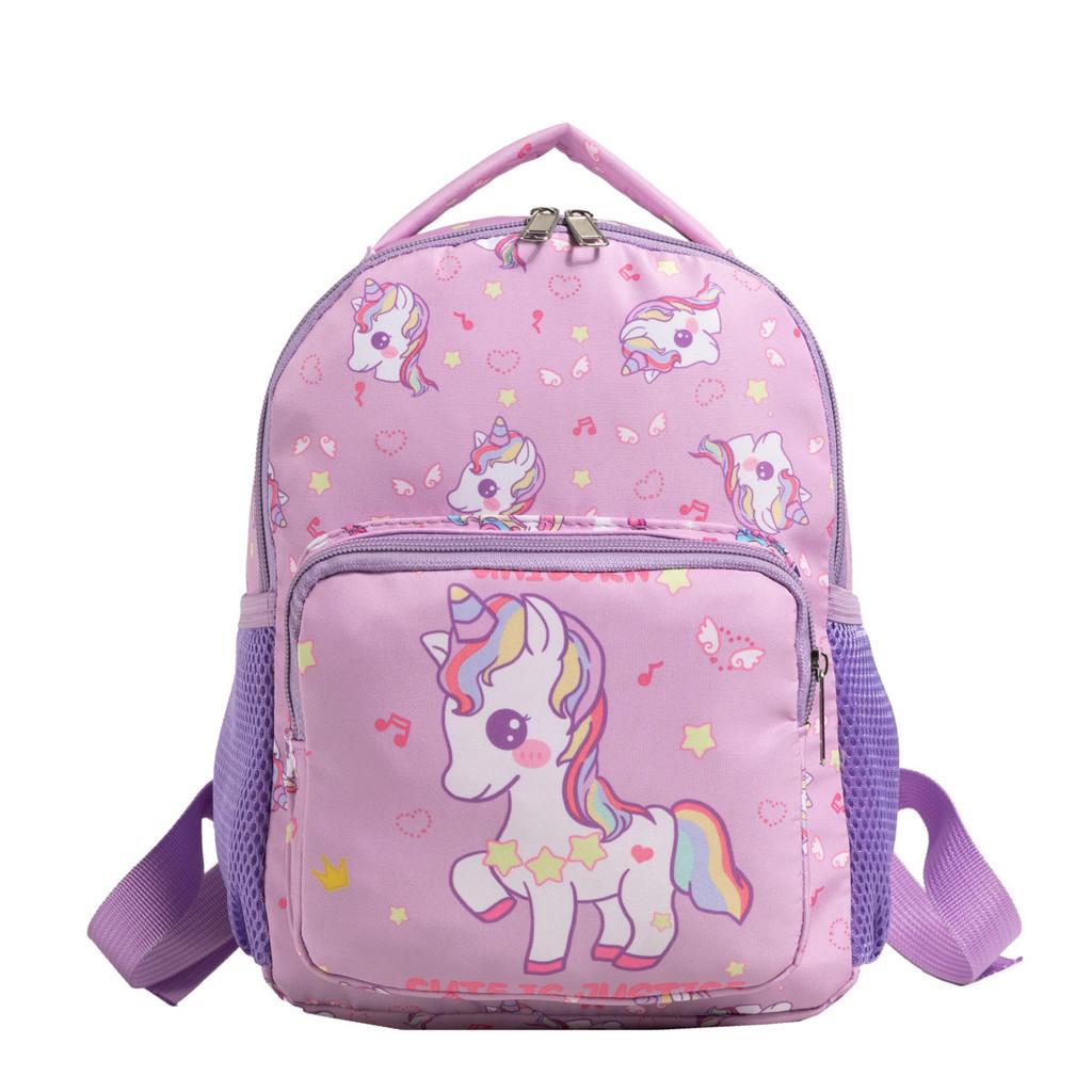 Printed Cartoon Unicorn Backpack Nylon Construction Suitable For Children Daily