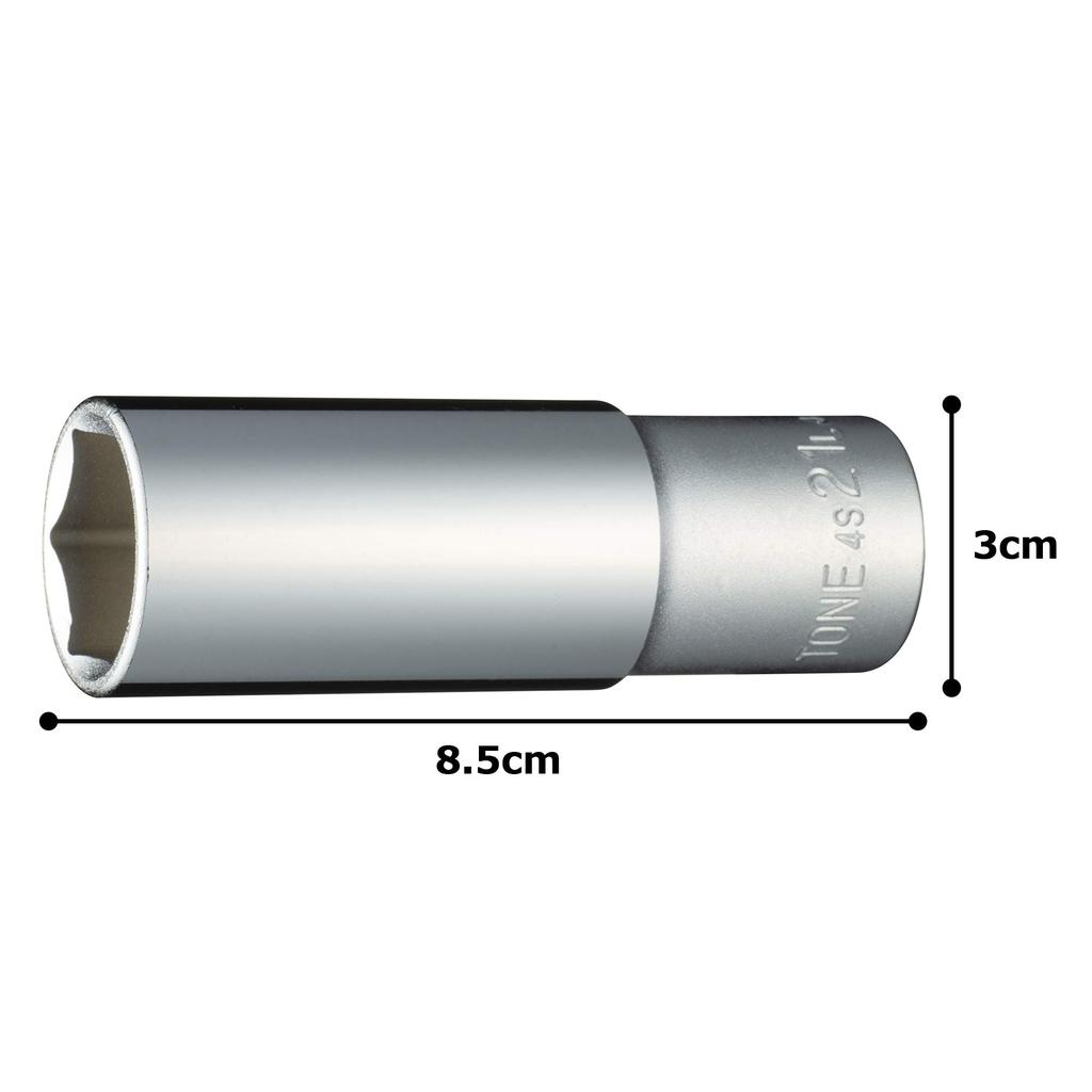 TONE Deep Socket Drive Angle Width Across Flats 21mm (Hexagonal) 4S-21L 12.7mm (1/2")