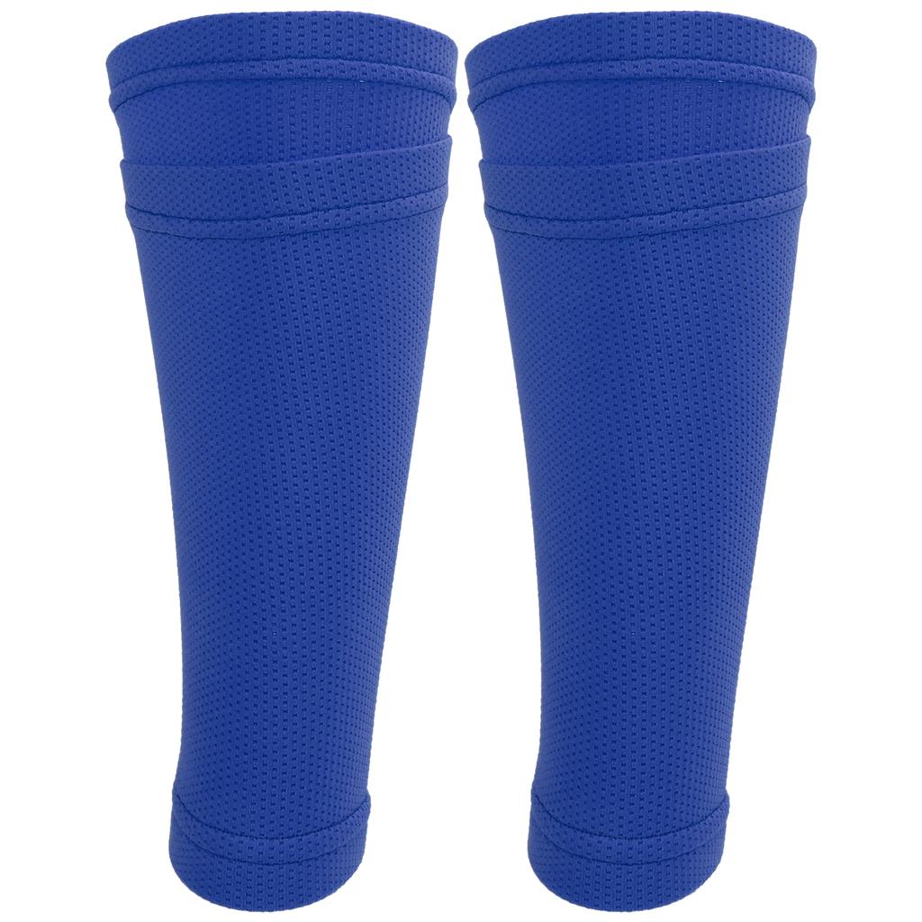 1 Pair Soccer Shin Guard Socks Double Layer Shin Pad Sleeves for Football Training BlueYouth / M
