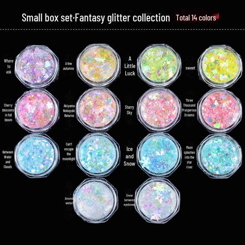 Dreamy Summer Glitter Mix: Hexagonal Sequins, Laser, and Fine Glitter In DIY Hemp Material.