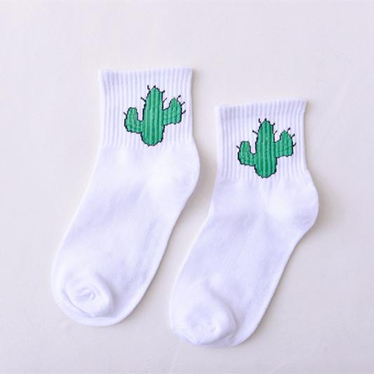 Women Daily Socks Harajuku Korea Japanese Cotton Kitten Flame Socks Men Chinese Cactus Gun Shark Alien Christmas Socks