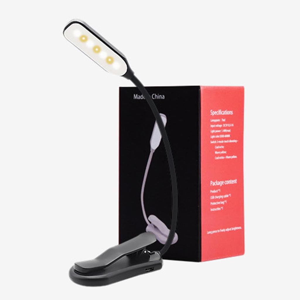 Usb Rechargeable Reading Light 3-level 7 Led Working Lamp Dc-5v Clip Book Portable Warm White 3000k Mini Lights Room For/bedroom