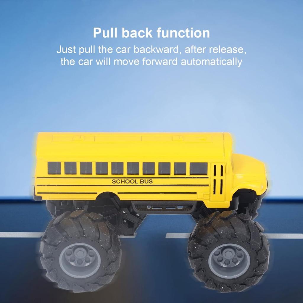 1/43 School Bus Monster Trucks Die Cast Toys Cars Models Metal Pull Back Play Vehicles for Kids Age 3 4 5 6 Year Old Boys Girls Toddlers Children