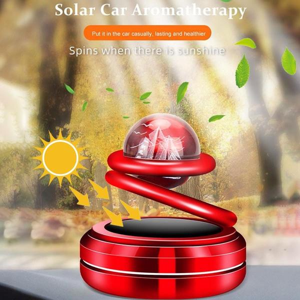 Solar Car Rotating Creative Ornaments Car Aromatherapy Air Freshener Aluminum Alloy Decoration Accessories