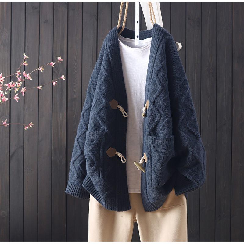 Женский свитер, женские кардиганы, осенний плед с длинным рукавом, повседневный женский карман на пуговицах