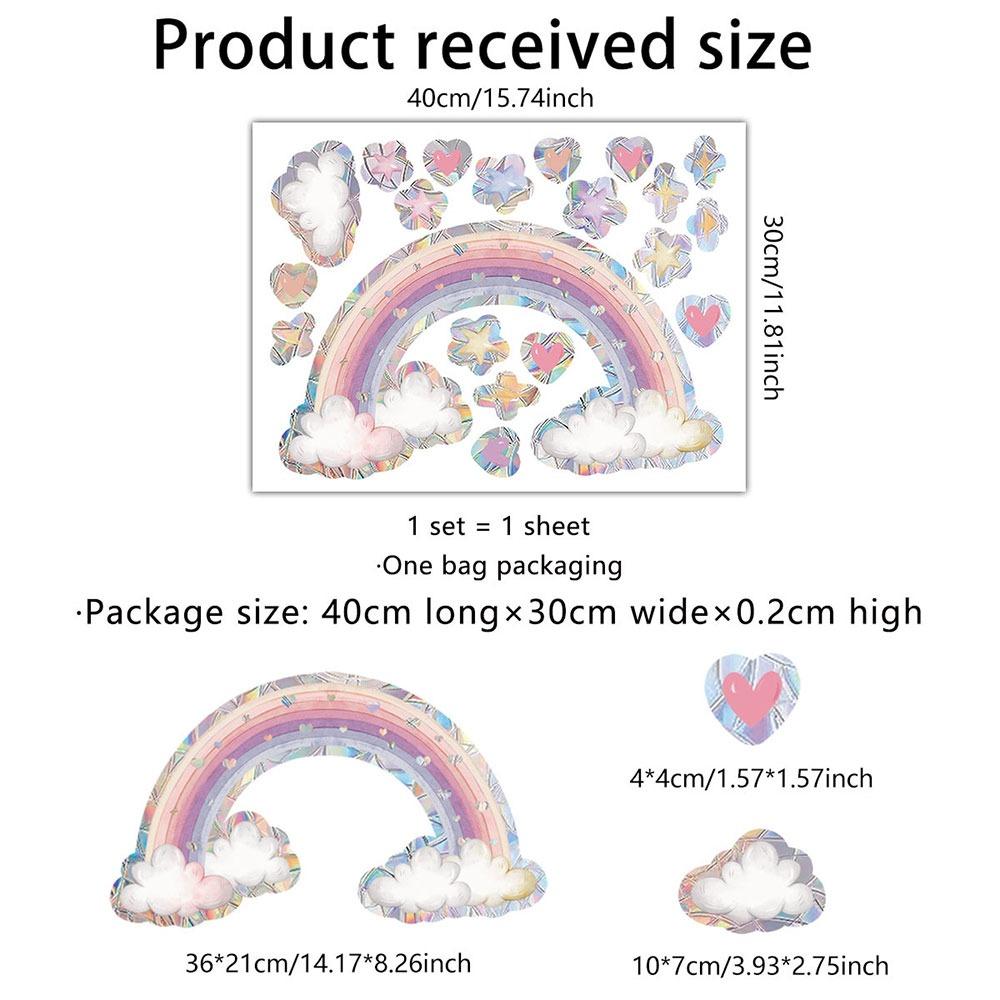 Colorful Sun Catcher Window Stickers Rainbow Prisms Flower Butterfly Bee Floral Decals Waterproof Sunlight Cloud